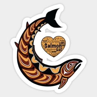 Pacific Northwest Salmon in gold and maroon Sticker